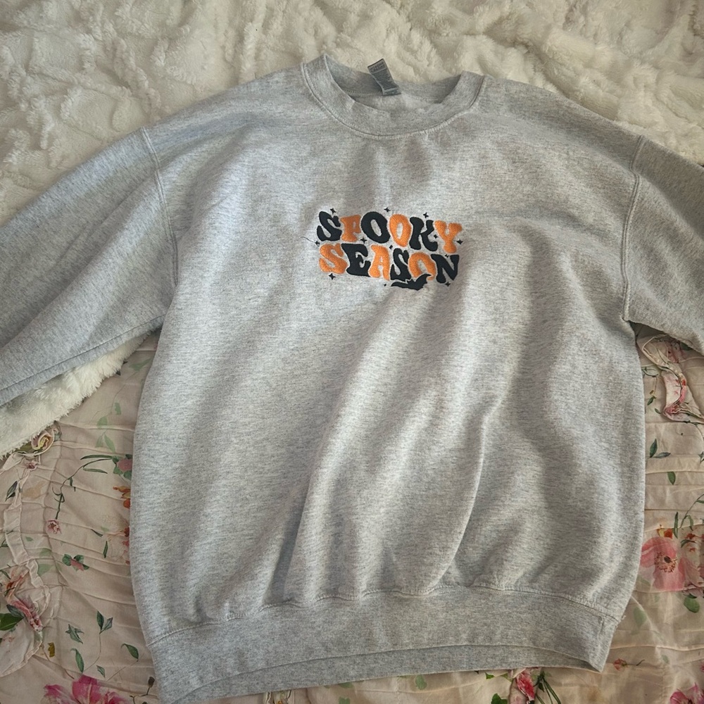 Gray Spooky Season Sweater